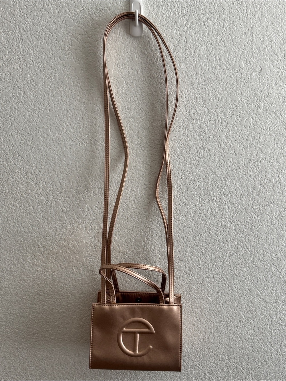 Telfar Small Shopping Bag in Metallic Rose Gold